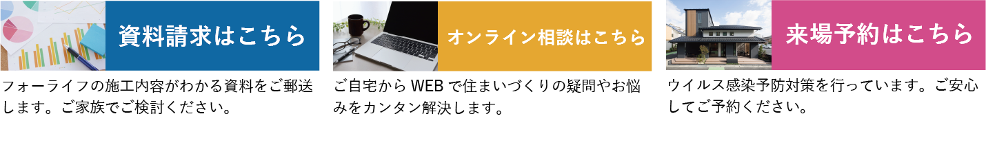 資料請求、オンライン相談、来場予約はこちら