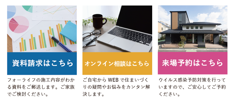 資料請求、オンライン相談、来場予約はこちら