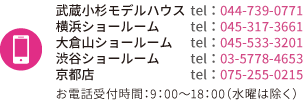 各ショールームの電話番号